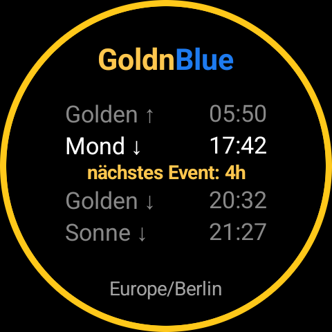 GoldnBlue-Ansicht am Mittag, ruhiger, gleichmäßig goldener Ring