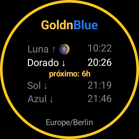 Tarjeta de GoldnBlue al mediodía, anillo dorado uniforme y tranquilo