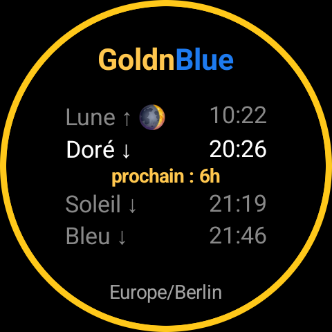Carte GoldnBlue à midi, anneau doré uniforme et calme