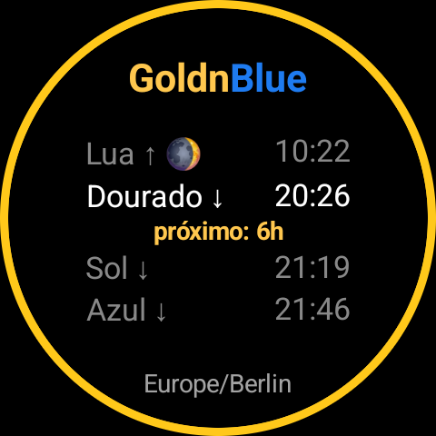 Bloco do GoldnBlue ao meio-dia, anel dourado uniforme e calmo