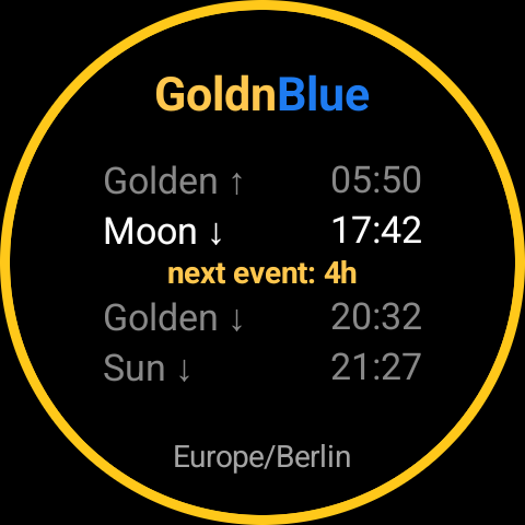 GoldnBlue tile face at midday, calm uniform gold ring